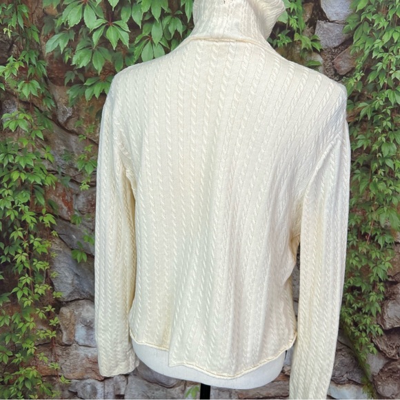 VINTAGE ST. JOHN BY MARIE GRAY Cream Cable Knit Turtleneck, L - Picture 6 of 11